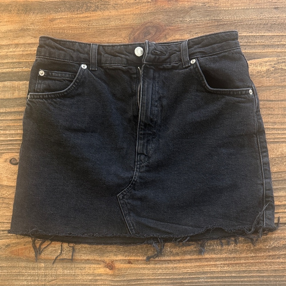 Topshop Black Denim Mini Skirt